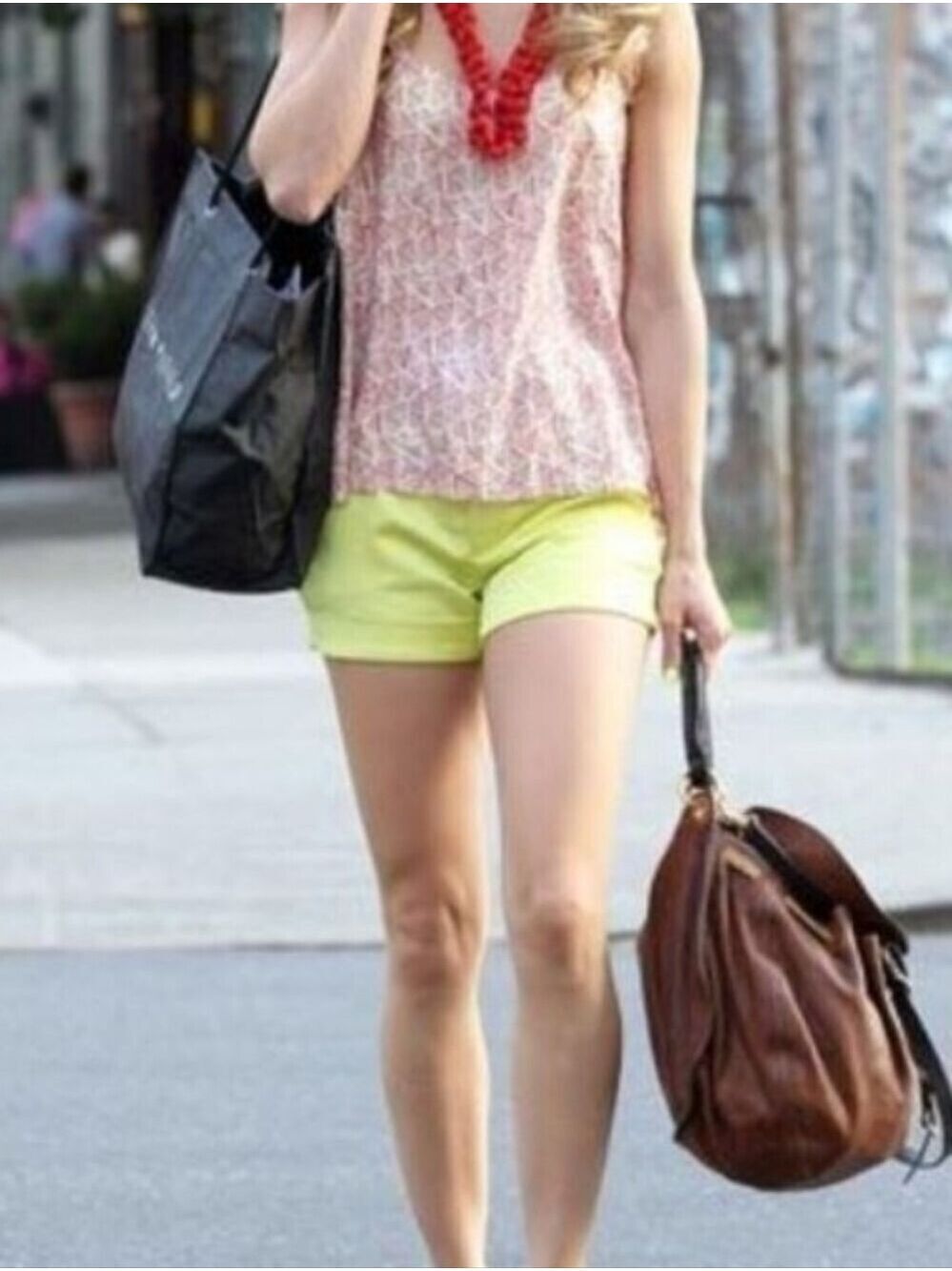 Anthropologie Sanctuary Highlighter Yellow Cuffed Denim Shorts Size 24